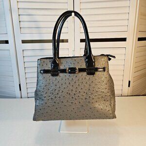 The Origional Spirit Satchel, Dark Gray & black, Ostrich Print